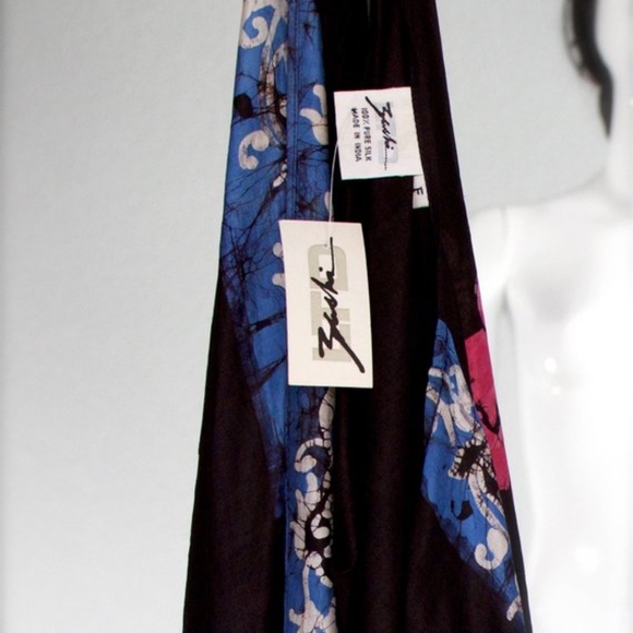 VTG 70's India Hand Blocked Long Silk Kimono - Picture 5 of 5